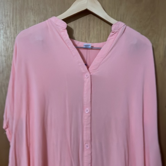 •PEYTON & PARKER•CORAL PINK 100% RAYON BUTTON UP OVERSIZED SWIM COVER UP SIZE XS - Picture 5 of 6